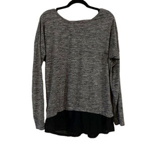 Women's Danskin Now Long sleeve Athletic Shirt, Gray/ Sheer Black Trim Size S